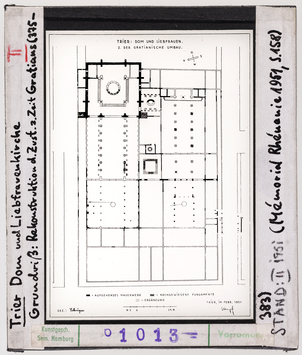 Vorschaubild Trier, Dom und Liebfrauenkirche, Grundriss, Rekonstruktion zur Zeit Gratians, Stand Februar 1951 